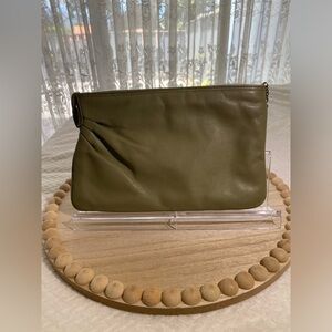 BRIO! - Vintage - Minimalist Slim Green Leather Clutch **FINAL PRICE**
